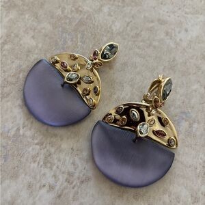 Elegant Gold and Purple Earrings